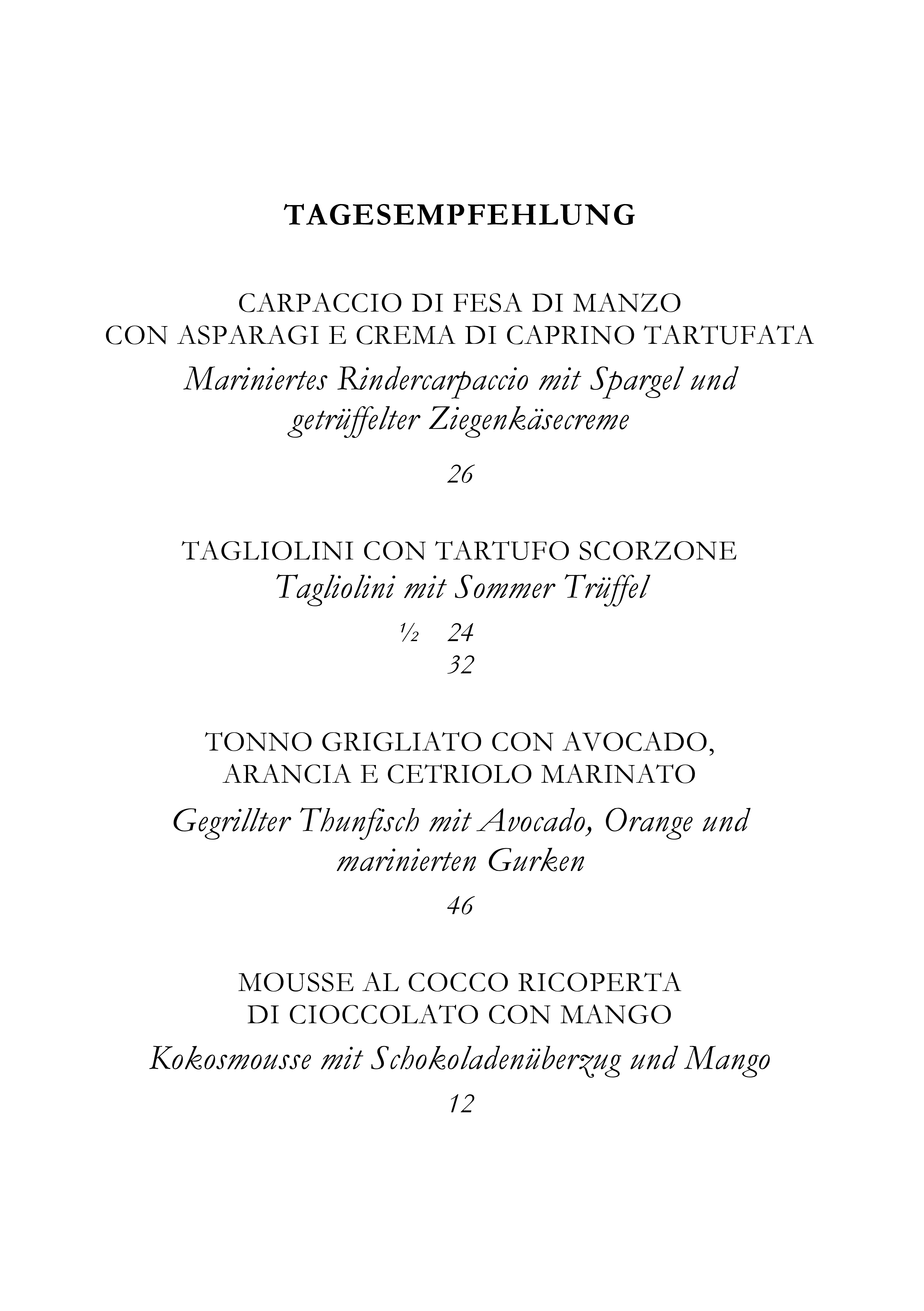 Tagesempfehlung Seite 1