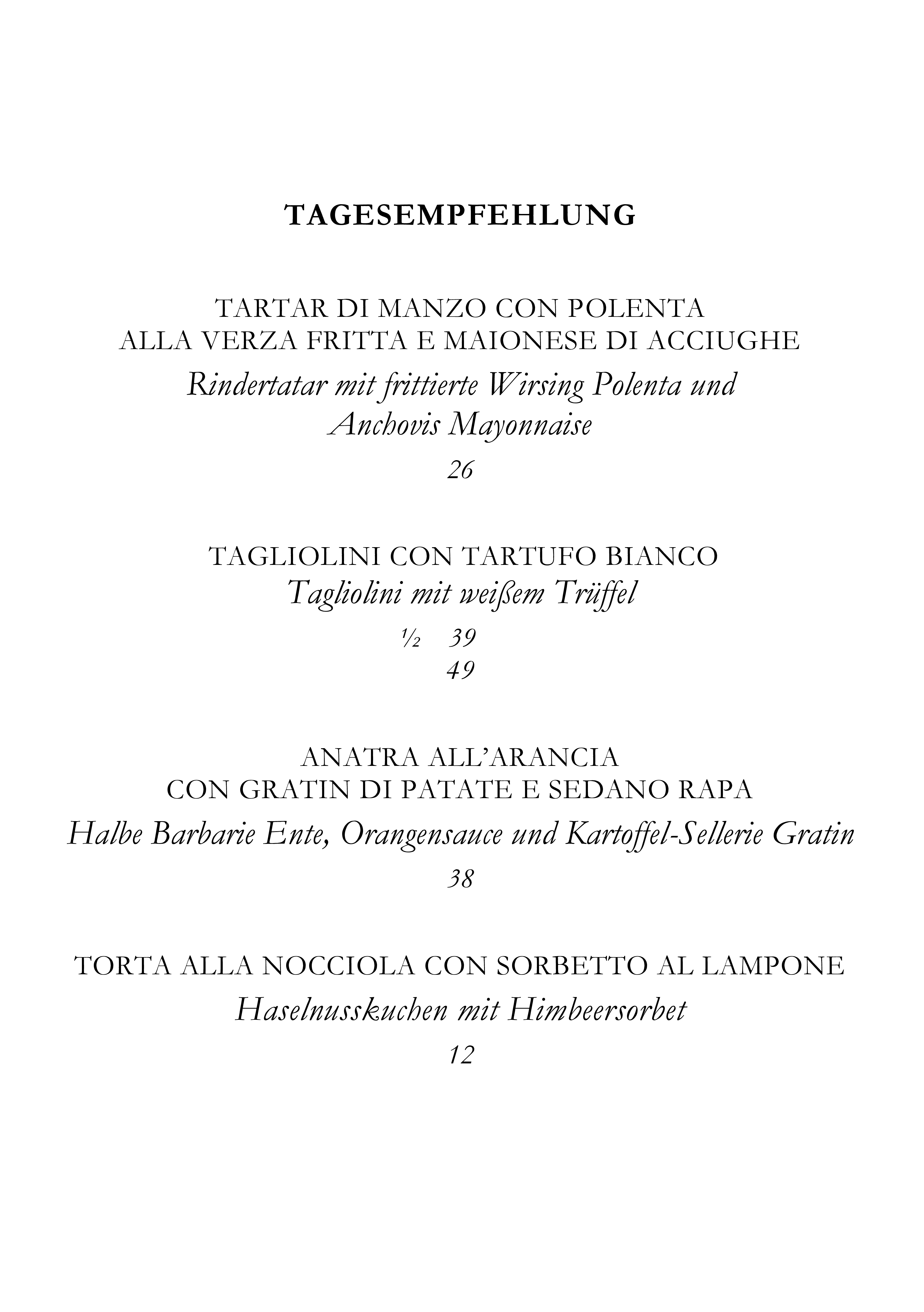 Tagesempfehlung Seite 1