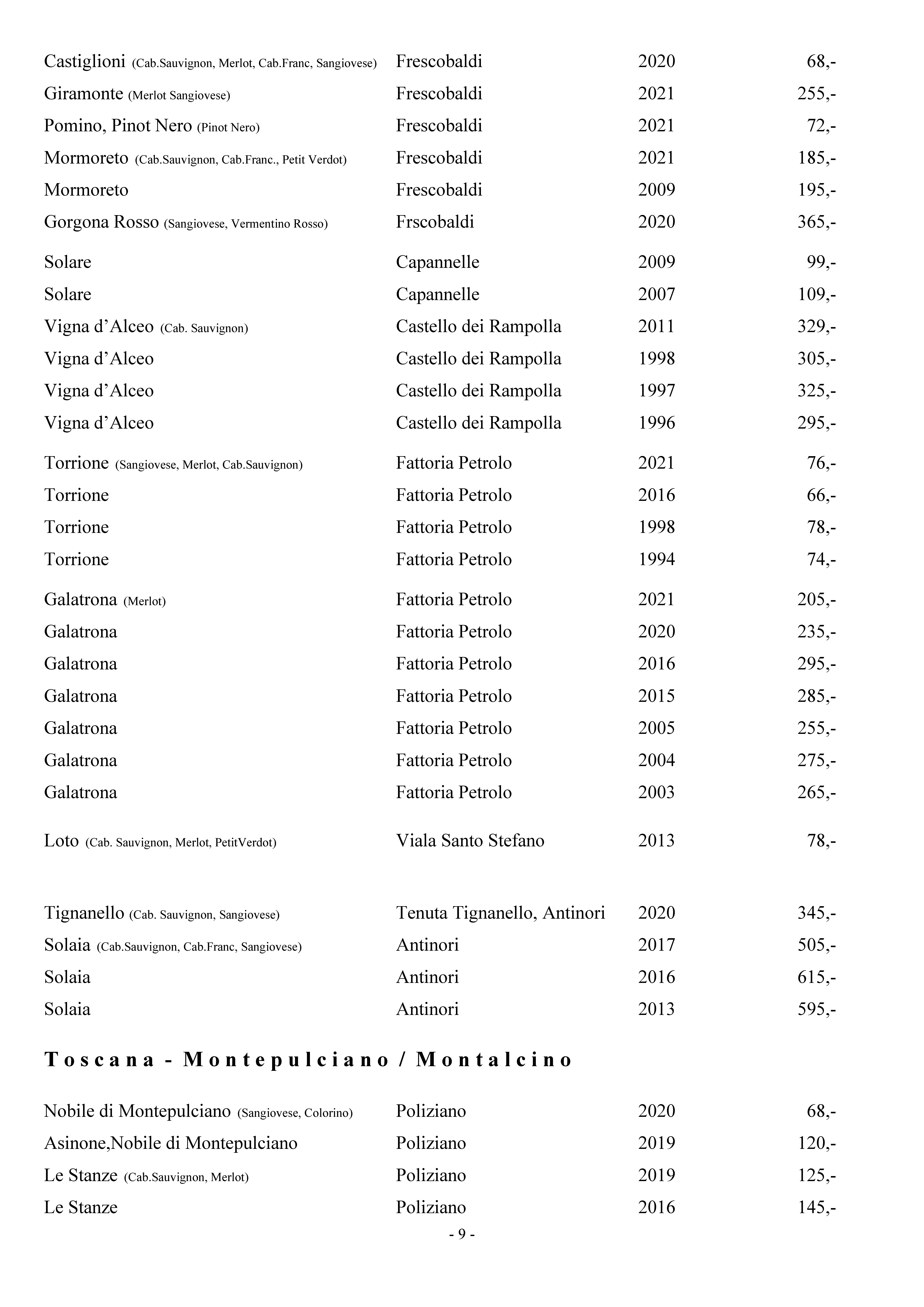 Wine list Seite 8
