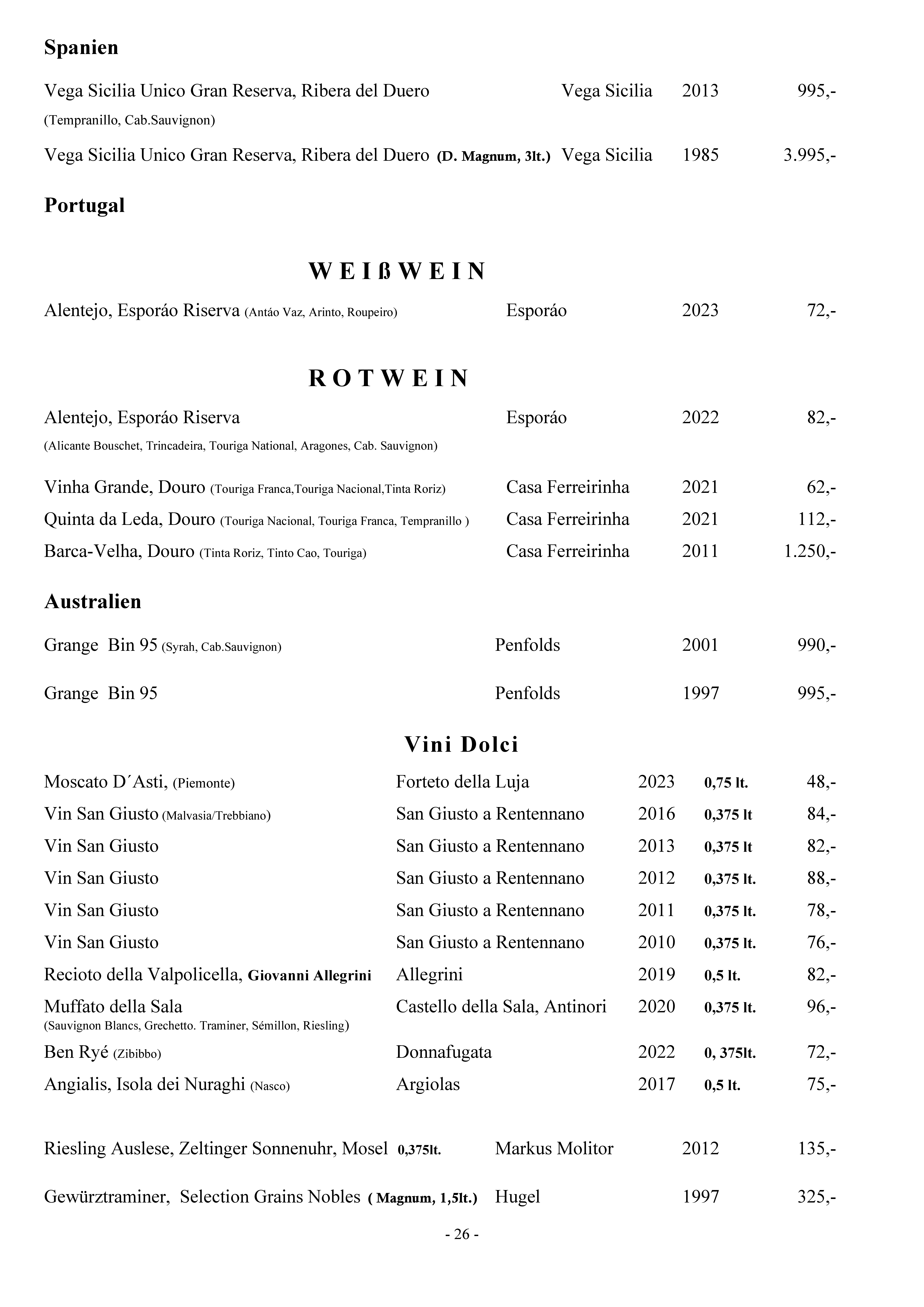 Weinkarte Seite 26